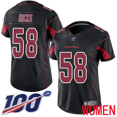 Arizona Cardinals Limited Black Women Jordan Hicks Jersey NFL Football #58 100th Season Rush Vapor Untouchable->women nfl jersey->Women Jersey